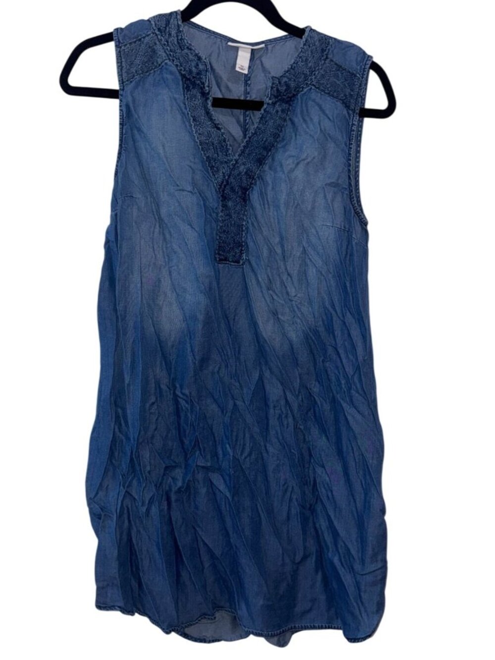 Liz Lange Maternity Sleeveless Denim Tunic Top XS Blue Lightweight 100% Lyocell